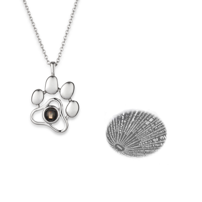 Personalised 100 Languages Projection Necklace Engraved  " I LOVE YOU"  Paw Necklace Gifts For Her-Jessemade AU