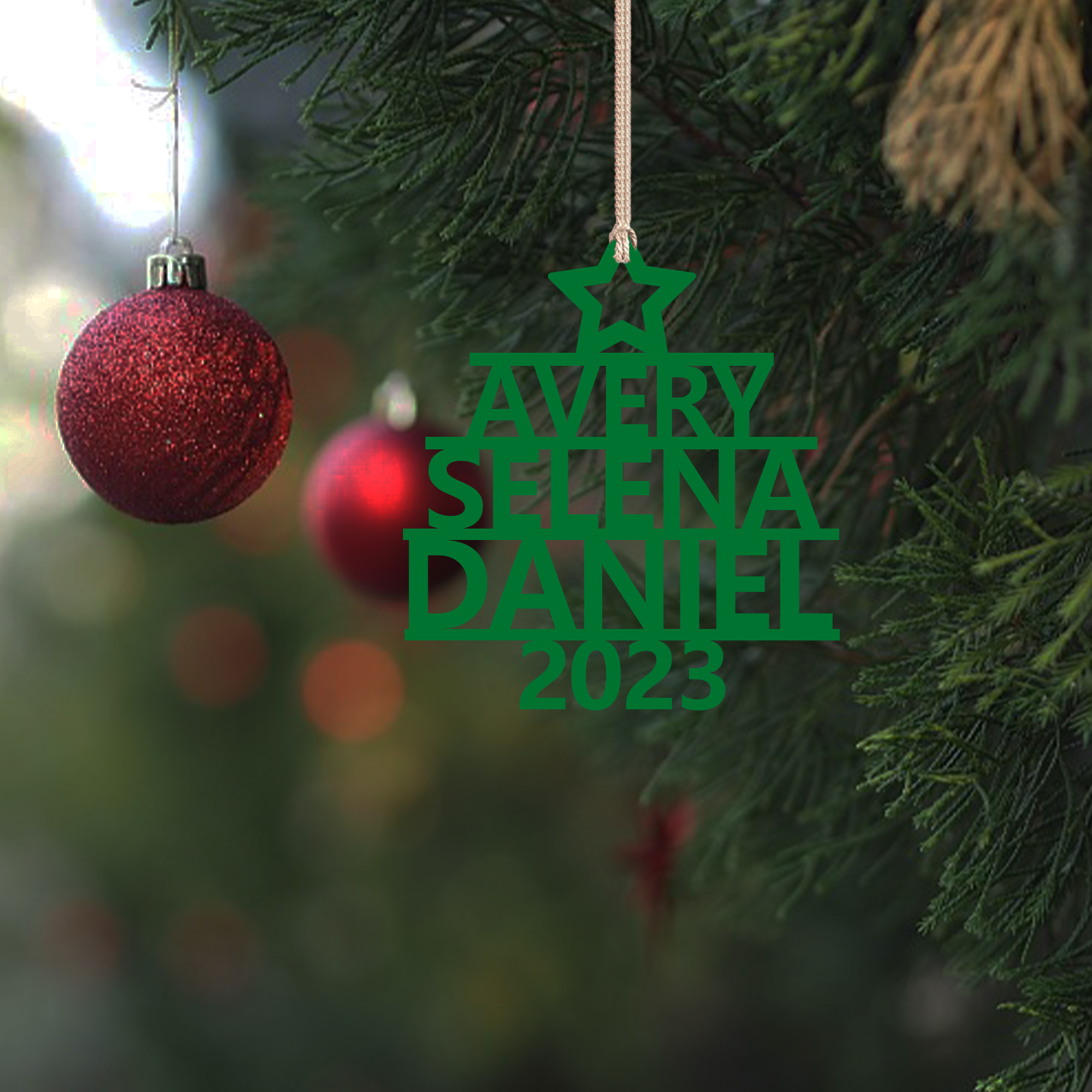 3 Names - Personalised Christmas Tree Ornaments Customised Name Xmas Wooden Decor Gifts for Family Friends-Jessemade AU