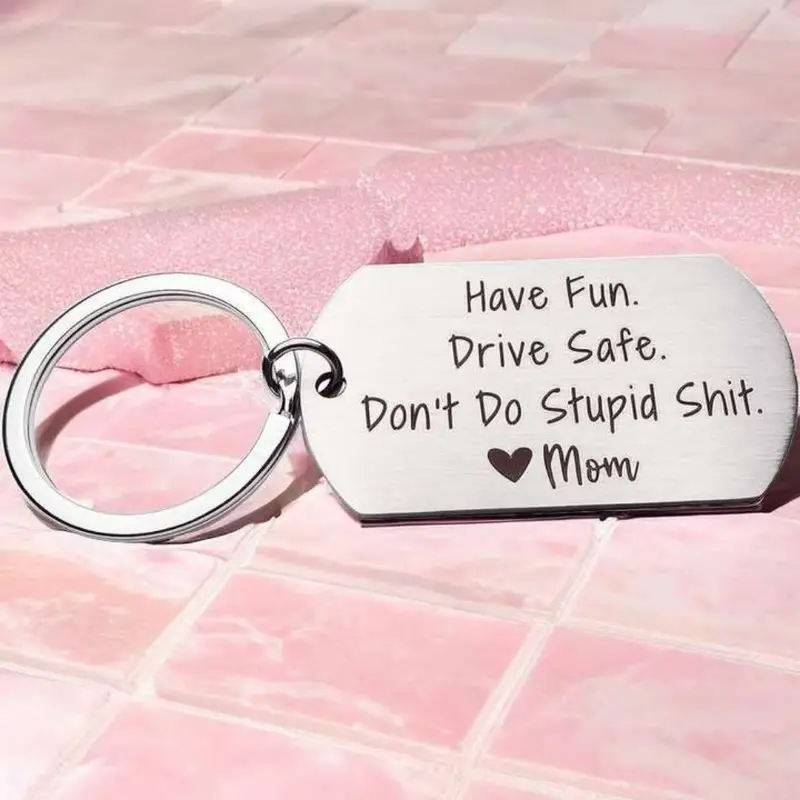 Drive Safe Don’t Do Stupid From Mom/Mum/Dad Funny Keychain for Kids-Jessemade AU