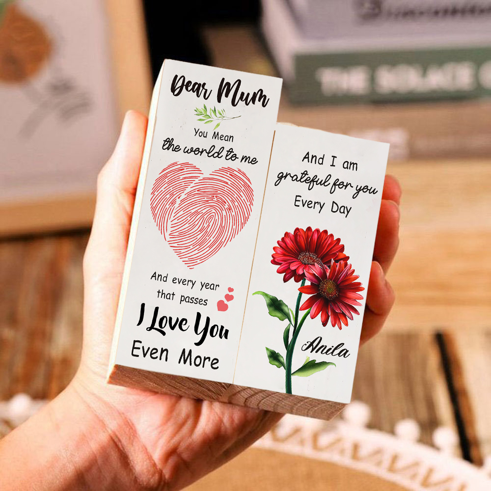 Dear Mum Candle Holder Custom Name Wooden Candlestick - You Mean The World To Me-Jessemade AU