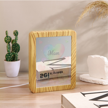Personalised Night Light Mirror Frame Custom 1 Text & 3 Names Colourful Hearts Family LED Lamp Gift for Grandma/Mother-Jessemade AU