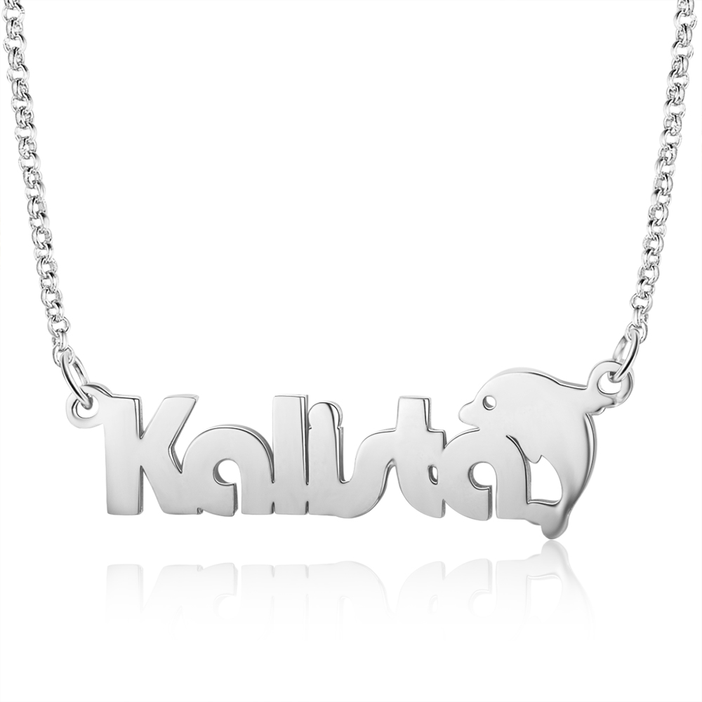 Personalised Kid's Name Necklace Custom Name Dolphin Necklace-Jessemade AU