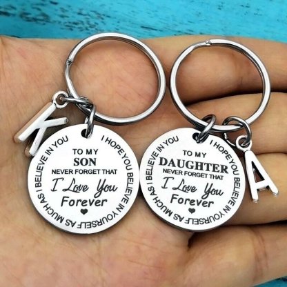 To My Son & Daughter Initial Keychain "Never Forget That I Love You Forever"-Jessemade AU