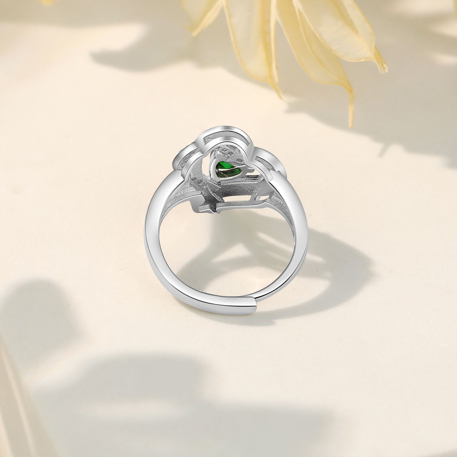 Personalised Heart Birthstone Ring Customised Name Open Ring Gift for Women Girls-Jessemade AU