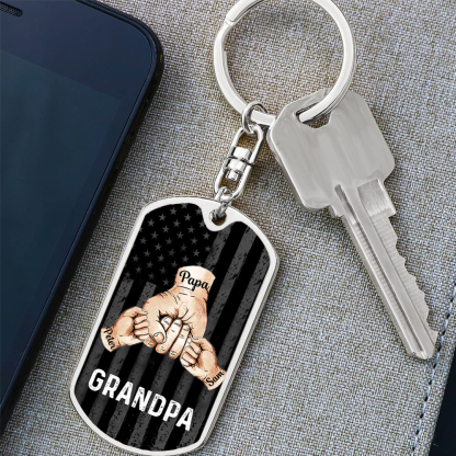 Personalised Fist Bump Keychain Engrave 3 Names For Father/Grandpa-Jessemade AU