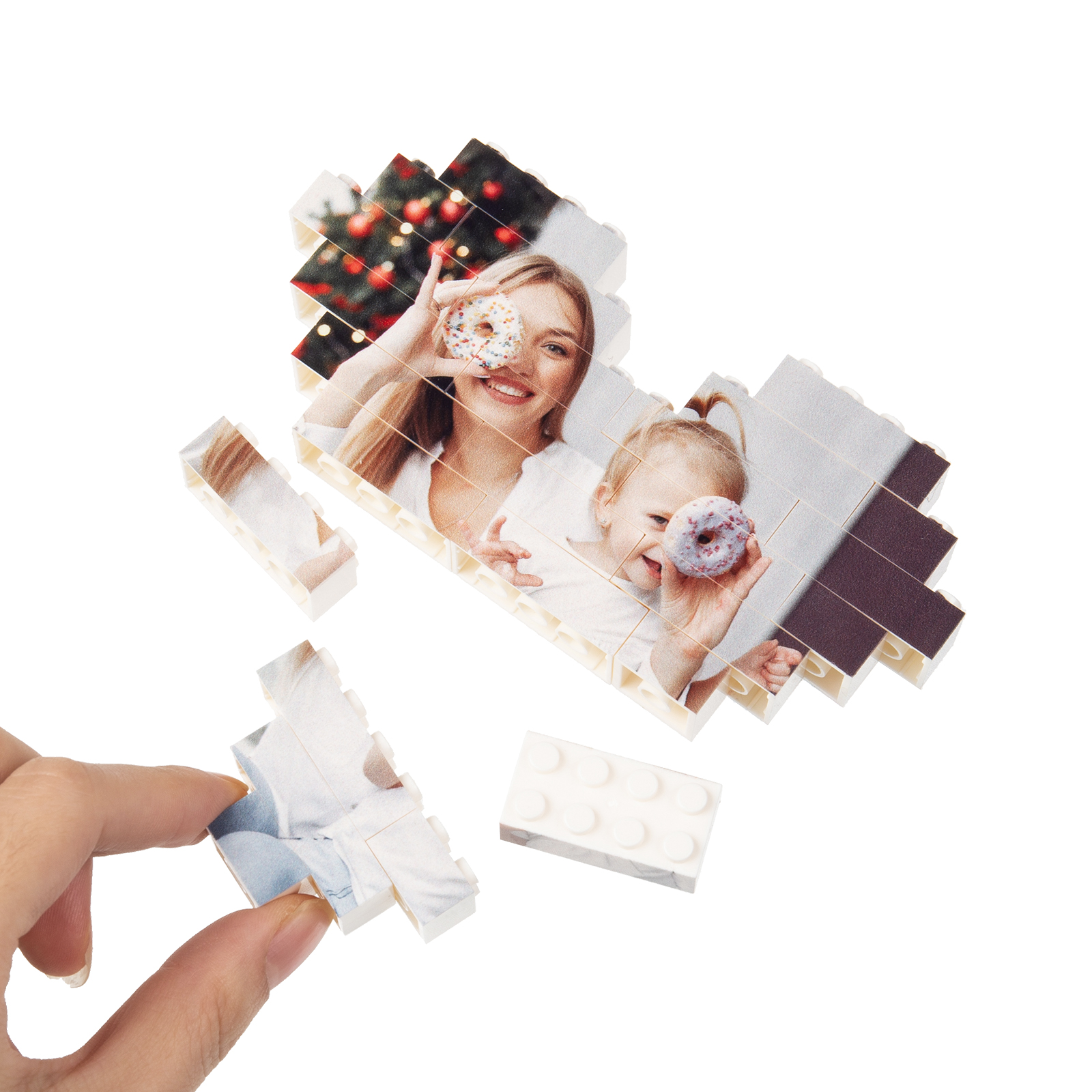 Customised Heart Shape Building Blocks Puzzle Personalised Photo Brick Square Shape Puzzle Kids Couple BBF Family Gift-Jessemade AU