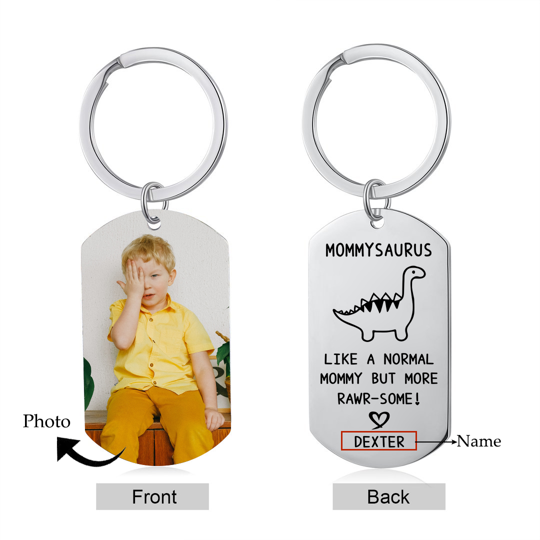 Personalised Mummysaurus Keychain Custom Photo & Name Keychain Gifts - Like A Normal Mummy But More Rawr-Some-Jessemade AU