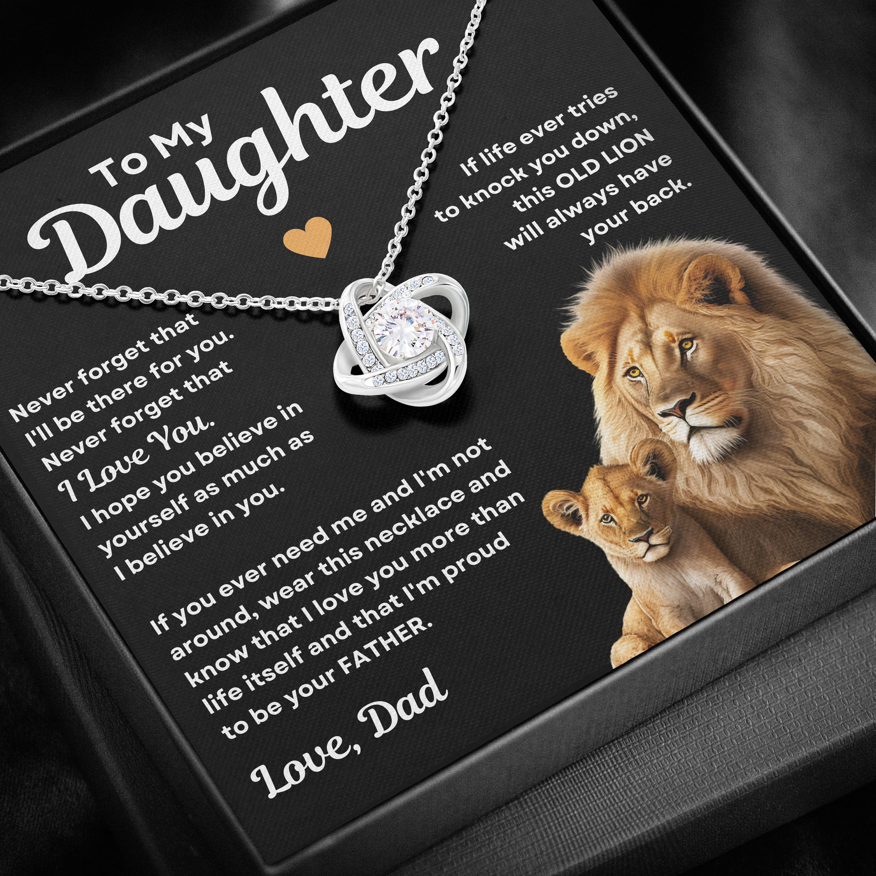 To My Daughter Love Knot Necklace Dad to Daughter Necklace Special Birthday Gift for Her - Never Forget That I'll Be There For You