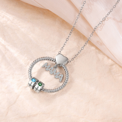 2 Names - Personalised Mama Circle Pendant Necklace Custom Names & Birthstones Necklace Mother's Day Gifts-Jessemade AU