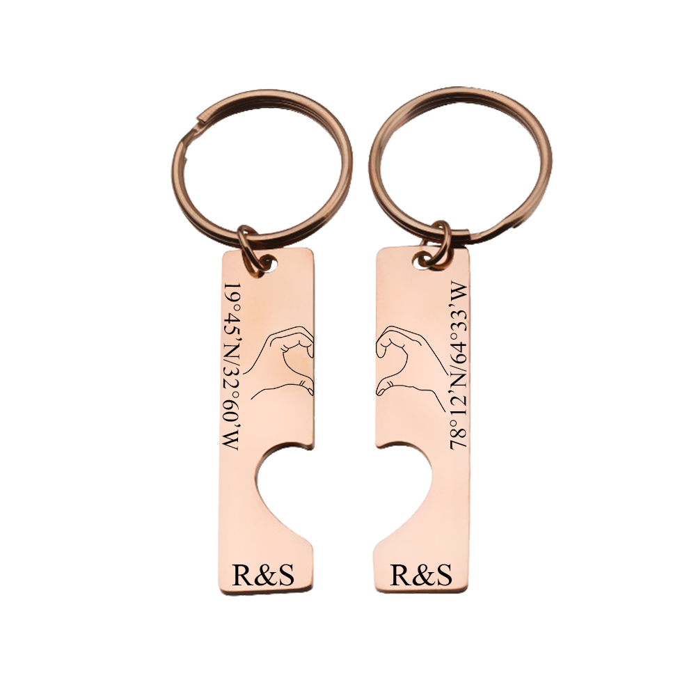 Personalised Couple Keychain Set Customised Letters & Text Matching Keyring Valentine's Day Gift for Couples-Jessemade AU
