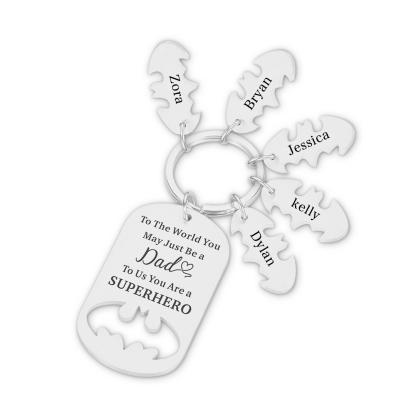 You Are A Superhero Keychain Personalised 5 Names Bat Keychain Engraved Gift for Dad/Grandpa/Grandad/Mom/Mum-Jessemade AU