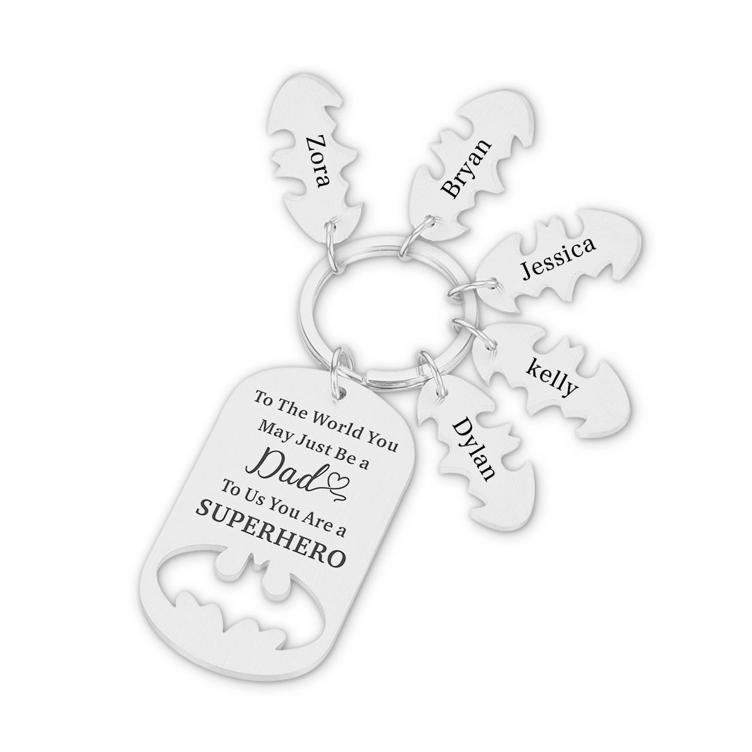 Father Keychain You Are A Superhero Personalised 5 Names Bat Keychain Gifts for Batman Dad-Jessemade AU