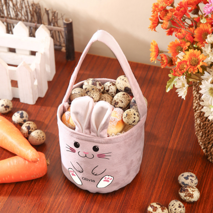 Personalised Bunny Tote Bag Customised With Name Bucket Bag Bunny Basket Easter Gifts-Jessemade AU