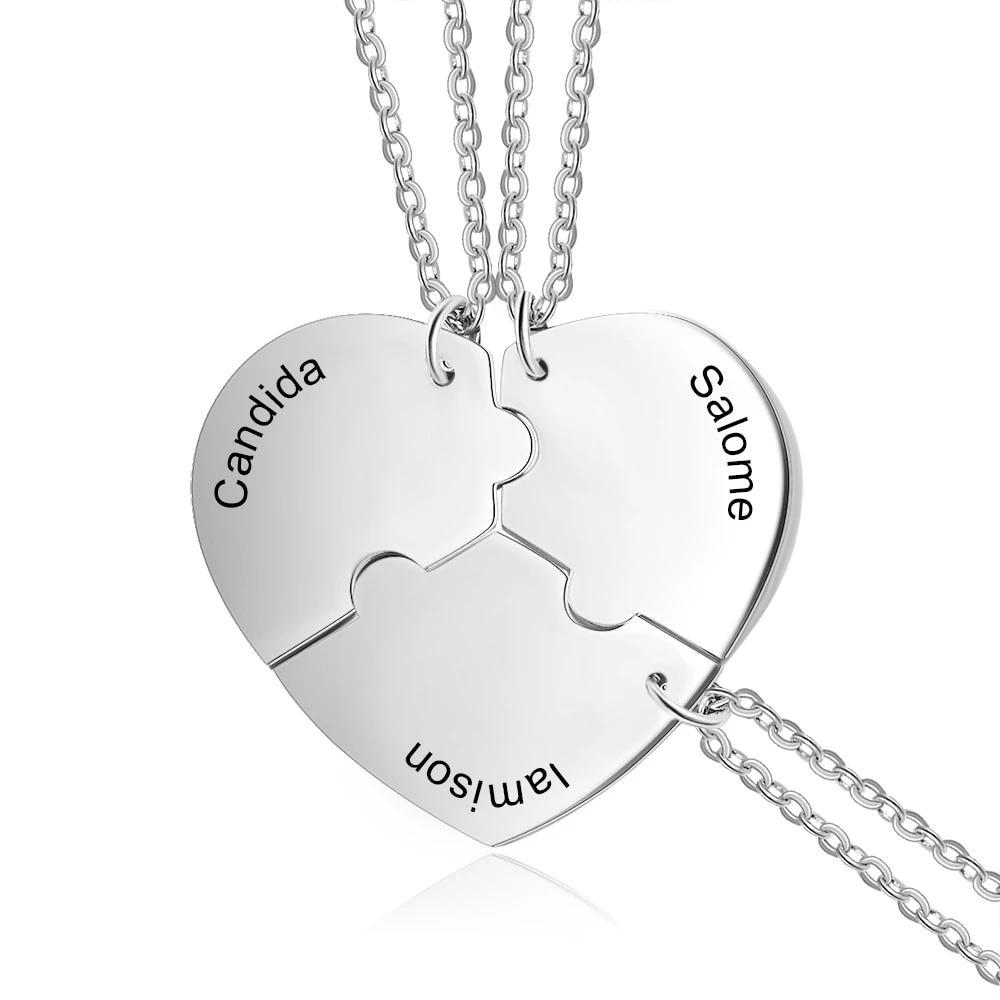 Customised Best Friends Heart Necklace With Set 3 Pieces-Jessemade AU