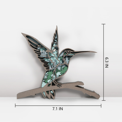 Hummingbird Totem Wooden Home Decoration 3D Carving Animal Night Light Carving Handcraft Gift-Jessemade AU