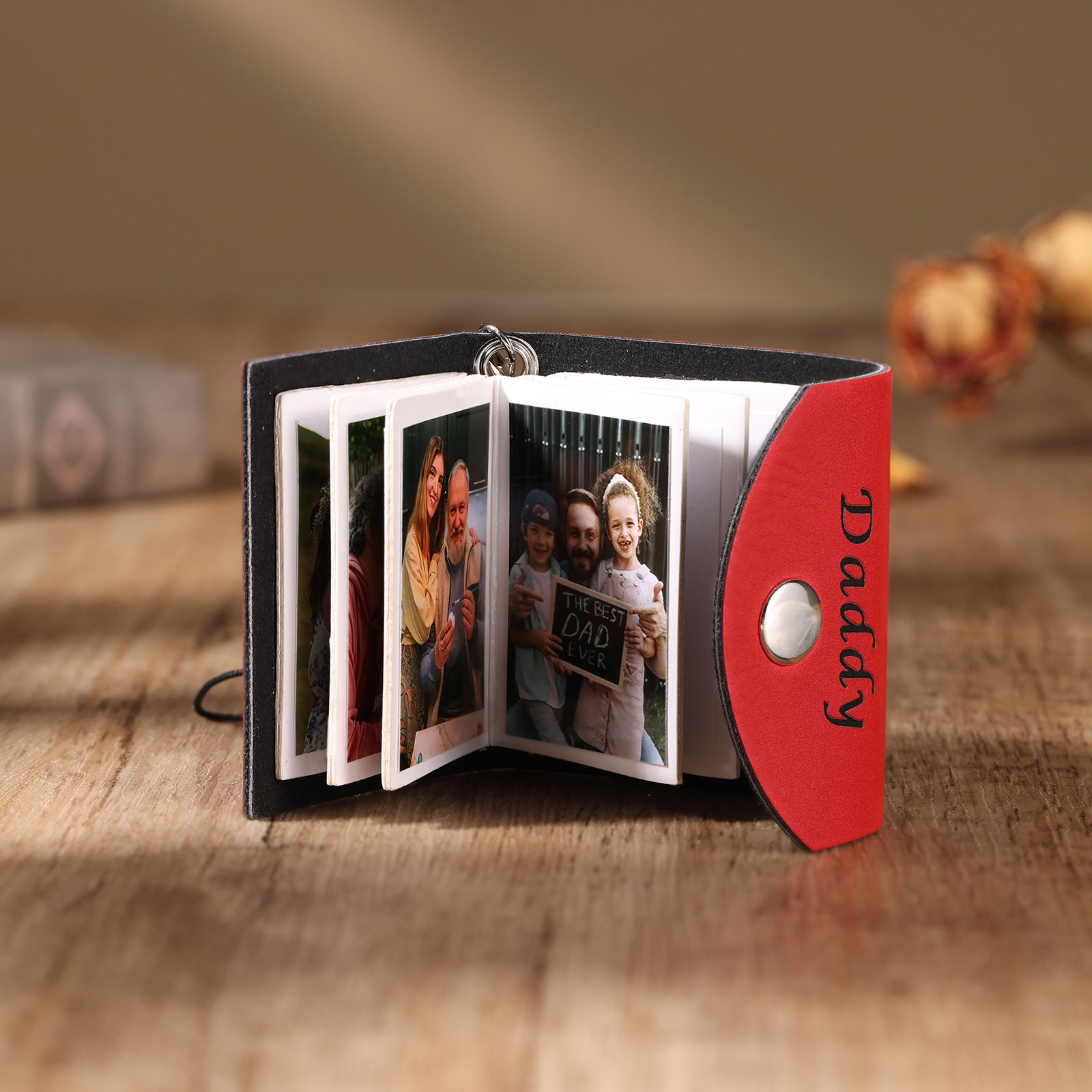 10 Photos - Personalised Mini Album Keychain Customised Photo & Name Leather Keychain Romantic Gift for Her-Jessemade AU