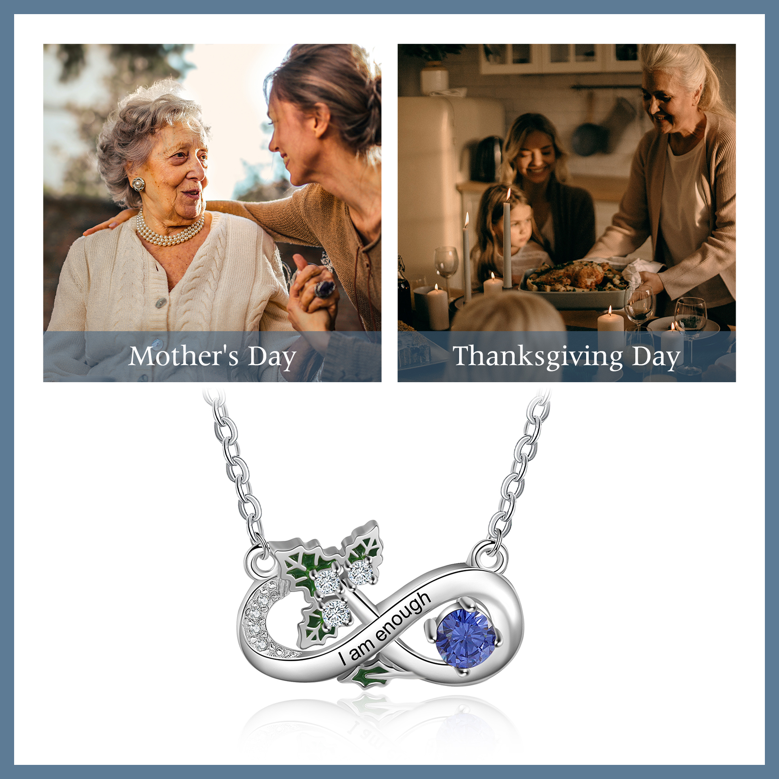 Personalised December Birthflower Necklace With Birthstone Gift For Women-Jessemade AU