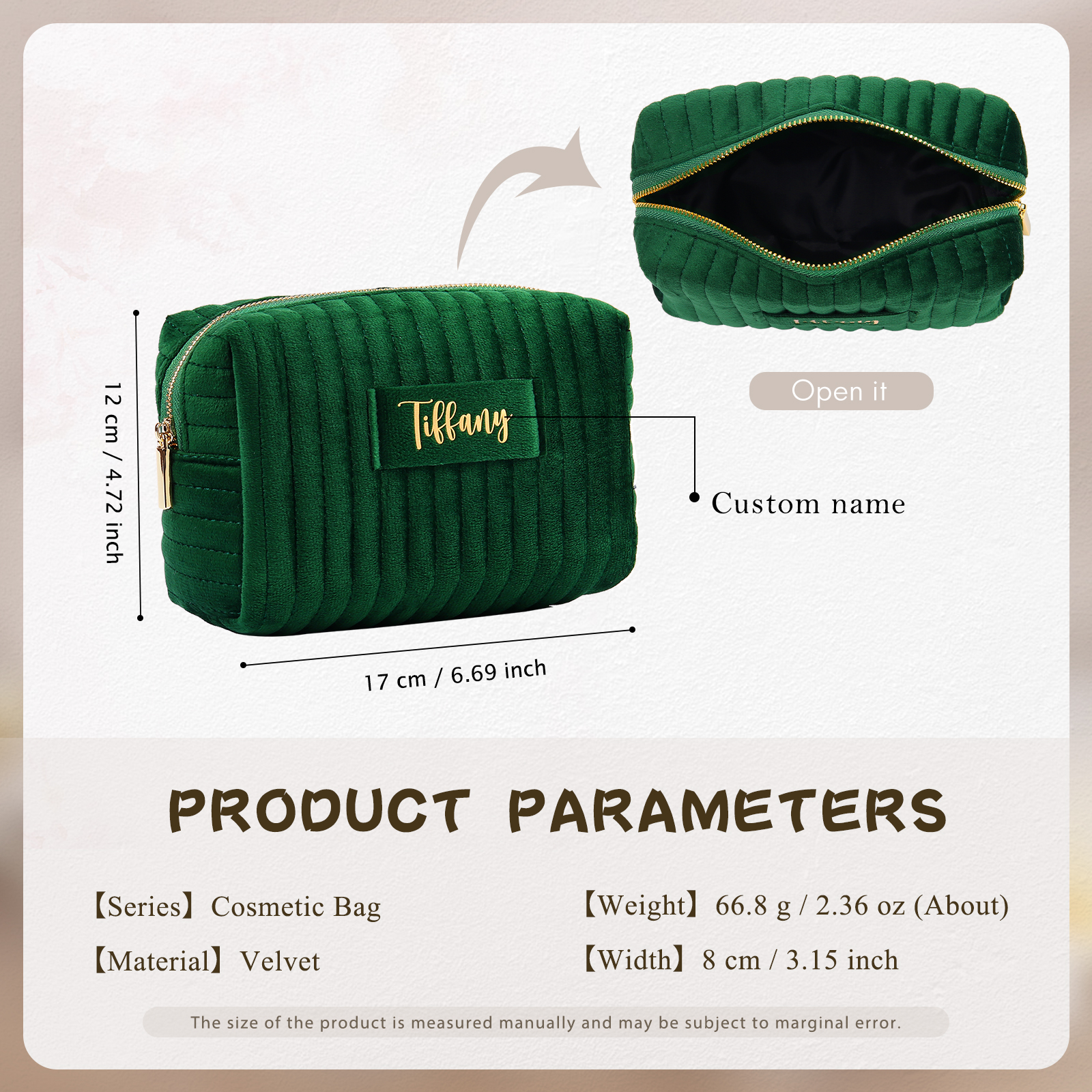 Personalised Name Cosmetic Bag Zipper Makeup Bag Jewelry Storage Bag Gifts for Her-Jessemade AU