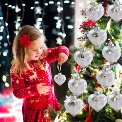 Personalised Christmas Heart Feather Ball Custom Photo Memorial Ornament-Jessemade AU