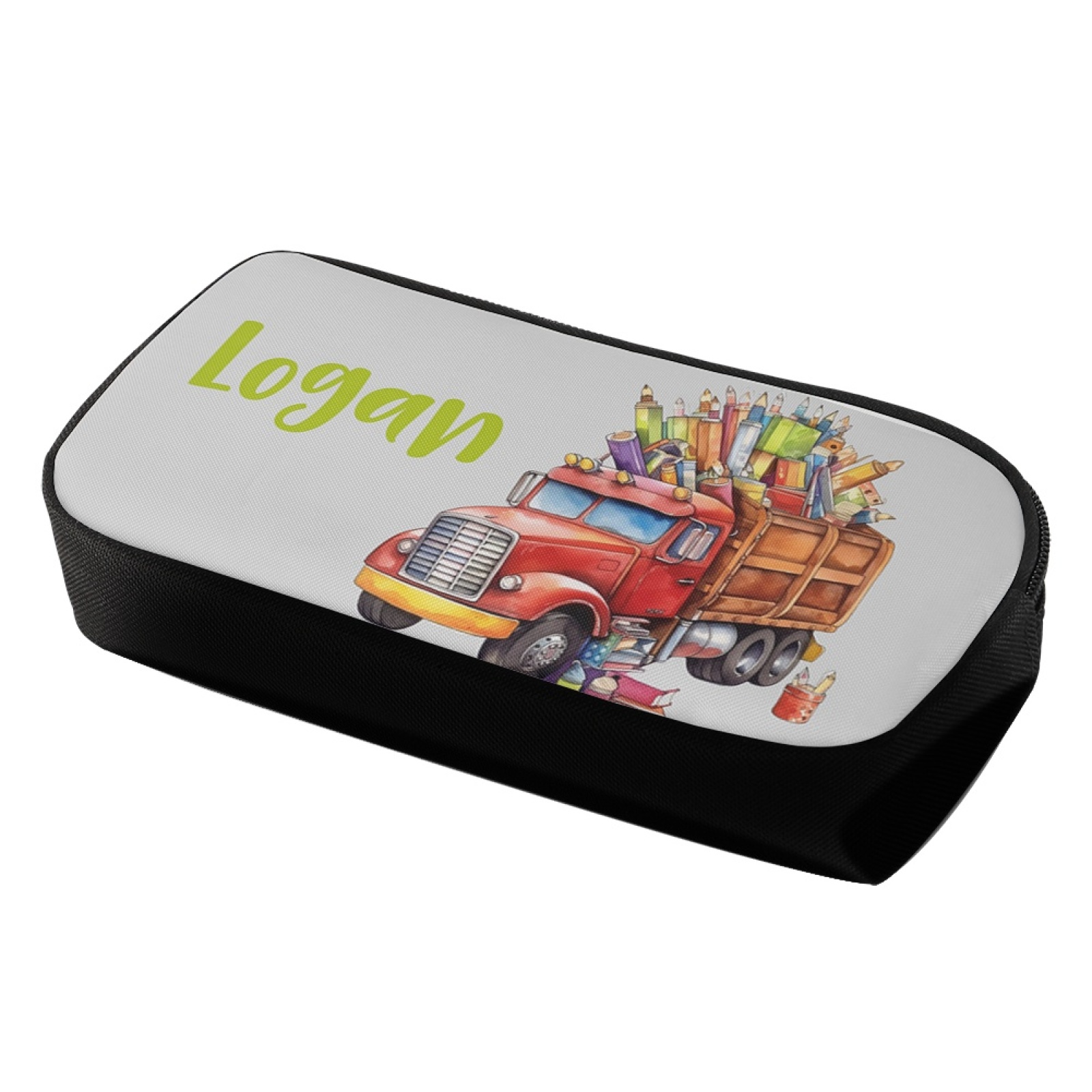 Personalised  Name Pencil Case Red Pencil Truck Pen Bag Zipper Back to School Gifts for Student-Jessemade AU