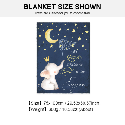 Personalised Elephant Blanket Custom Name Cute Cartoon Blanket-Jessemade AU