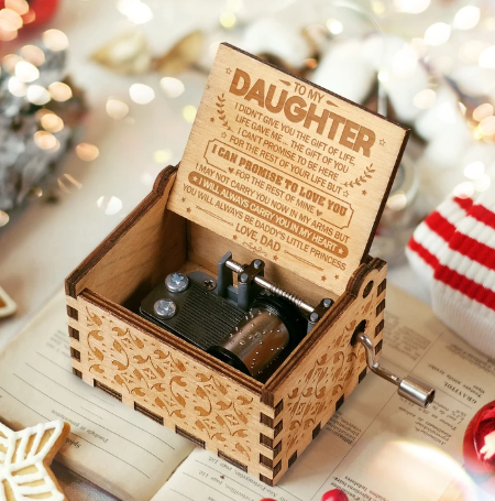 To My Daughter-Exquisite Wooden Music Box From Dad To Daughter-Jessemade AU