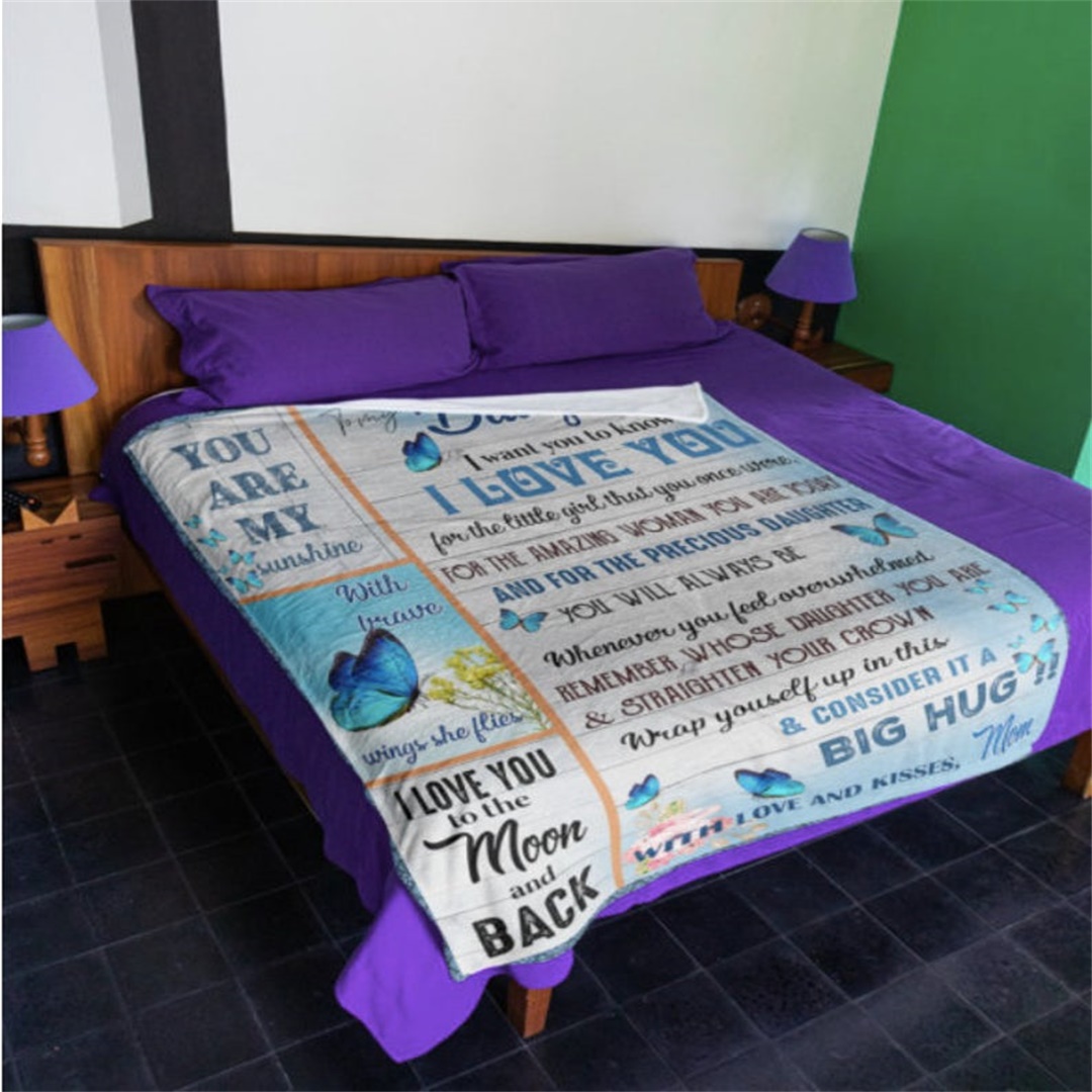 To My Daughter Straighten Your Crown Flannel Blanket-Jessemade AU