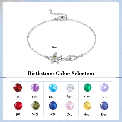Personalised Women's Bracelet Custom 1 Birthstone Bracelet Starfish Adjustable Bracelet Mother's Day Gift for Her-Jessemade AU