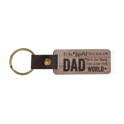 To My Dad Keychain Walnut Keychain Father's Day Gifts - To Our Family, You Are The World-Jessemade AU