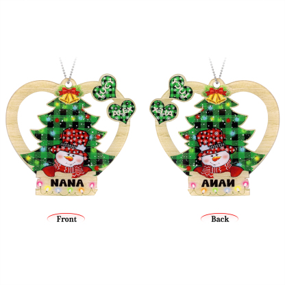 2 Names - Personalised Heart Christmas Tree Ornament Customised Name & Text Acrylic Snowman Hanging Ornaments Gift for Family-Jessemade AU