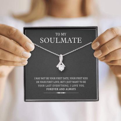 To My Soulmate, Knot Necklace with Message Card, "I will always love you" Inspirational Gifts for Lover-Jessemade AU