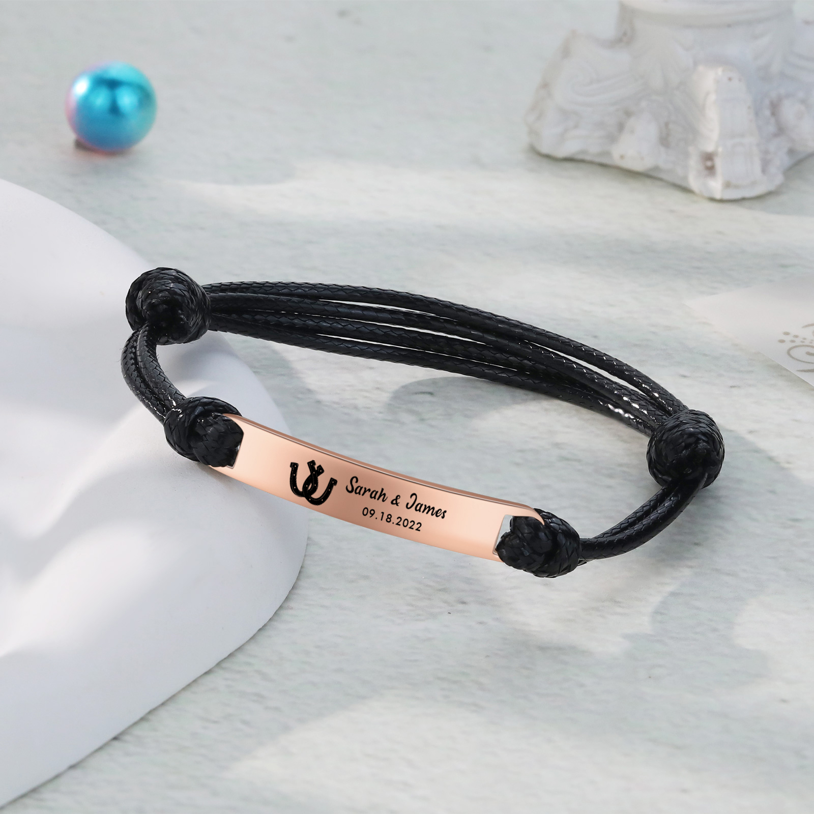 Personalised Couple Bracelet Set Custom 2 Names & Date Bracelet Adjustable Gifts for Him/Her-Jessemade AU