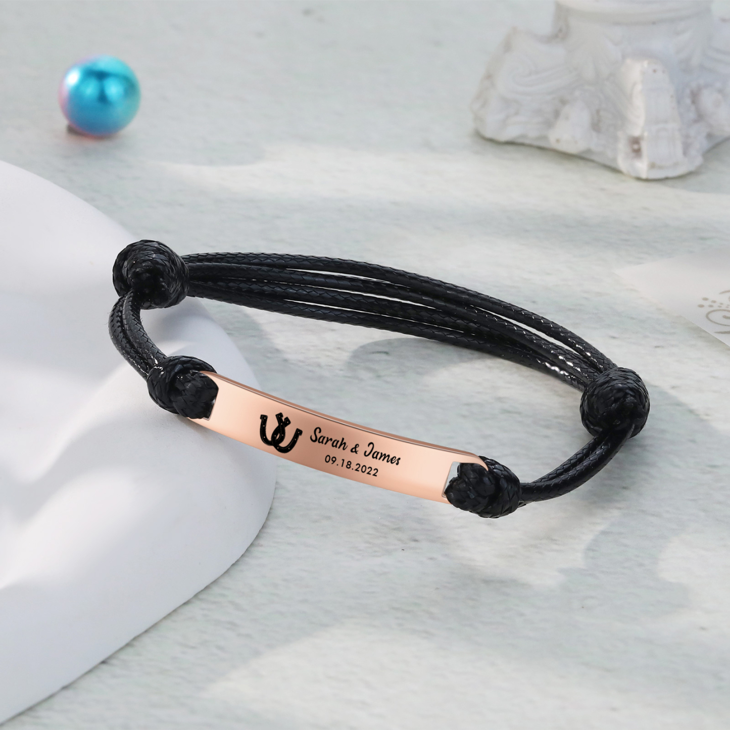 Personalised Couple Bracelet Set Custom 2 Names & Date Bracelet Adjustable Gifts for Him/Her-Jessemade AU