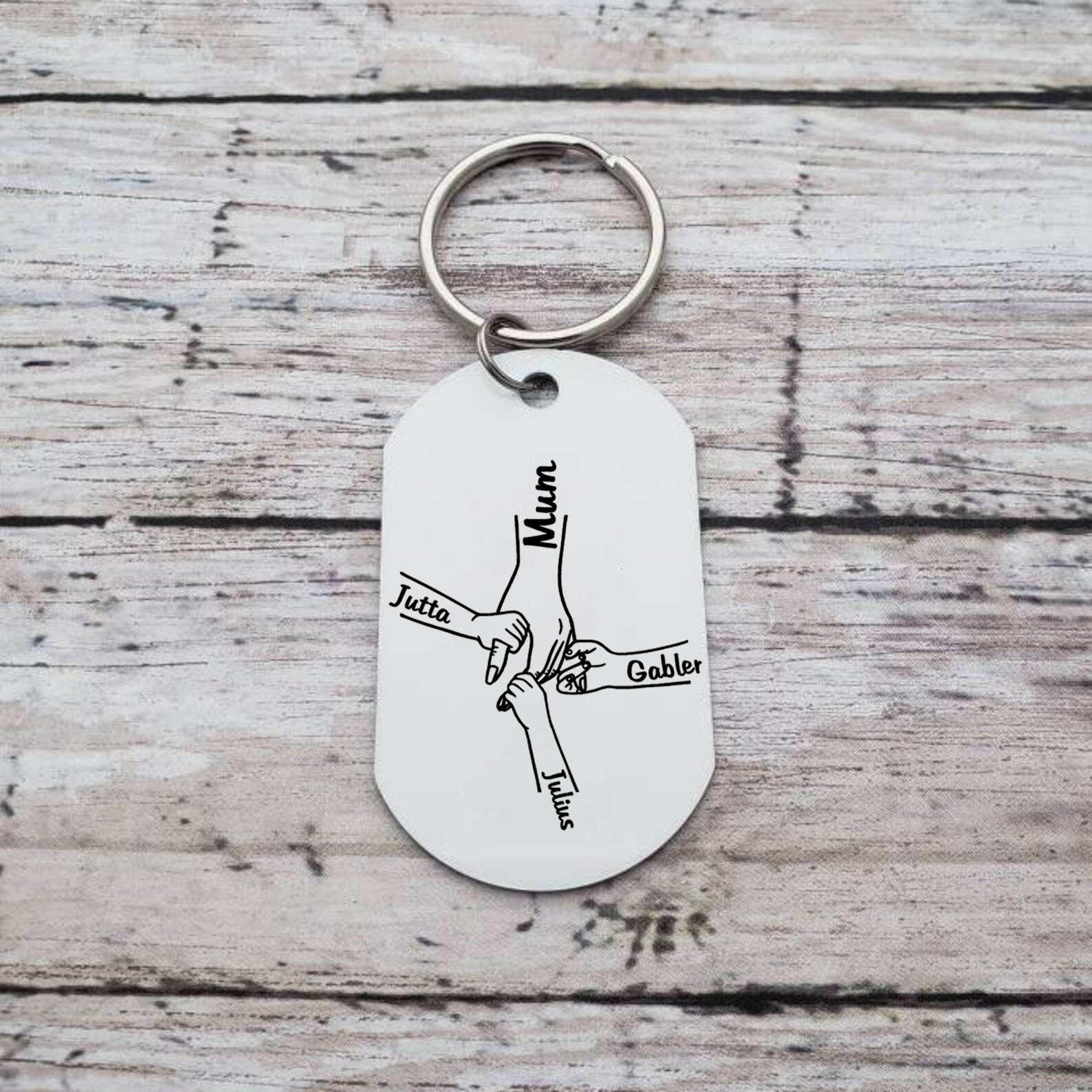 4 Names - Personalised Name Keychain Holding Hands Keychain Mother's Day Gifts For Grandma/Mother-Jessemade AU