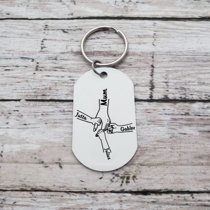 4 Names - Personalised Name Keychain Holding Hands Keychain Mother's Day Gifts For Grandma/Mother-Jessemade AU