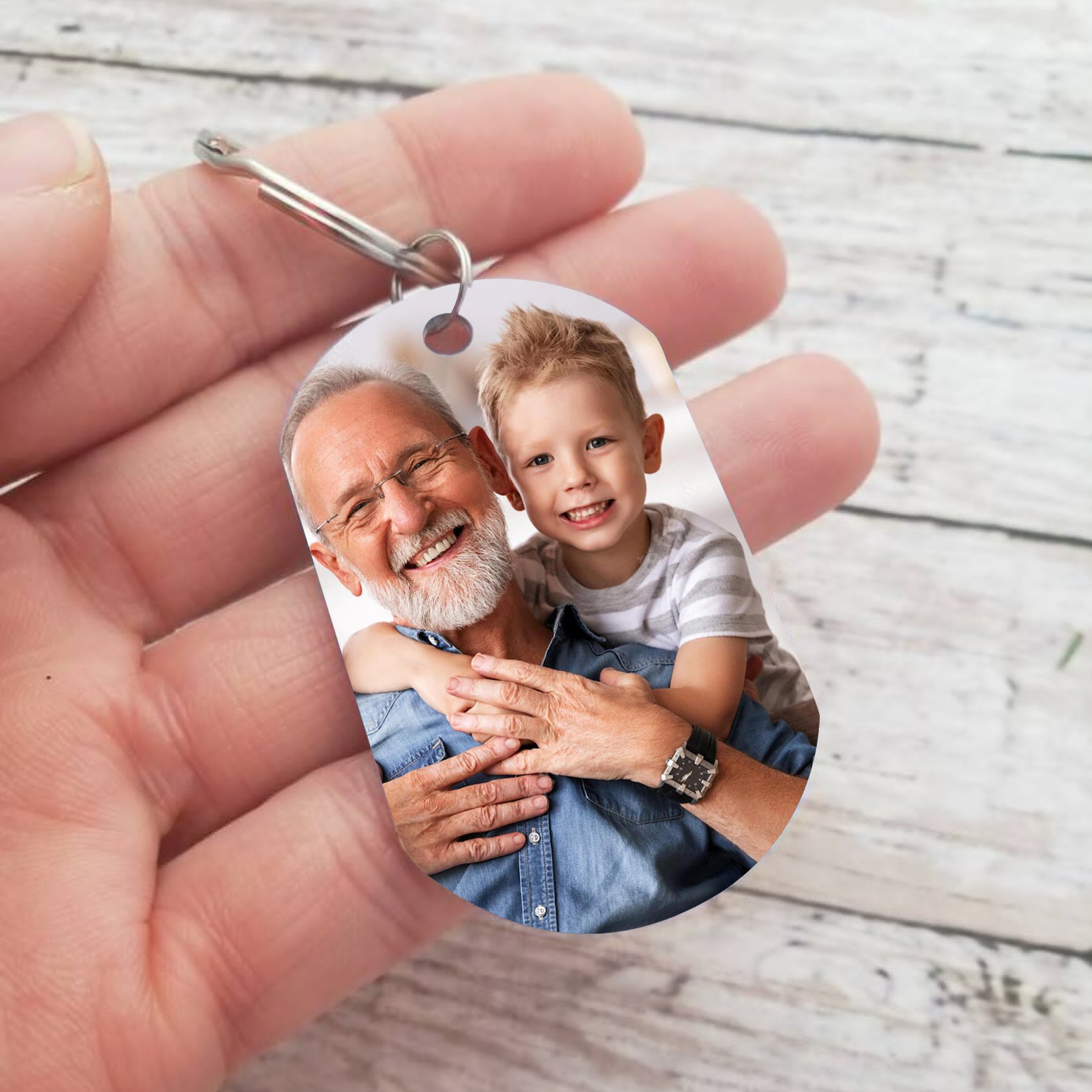 Personalised Photo Keychain Custom Name Keychain Grandparents' Day Gift for Grandpa-Jessemade AU