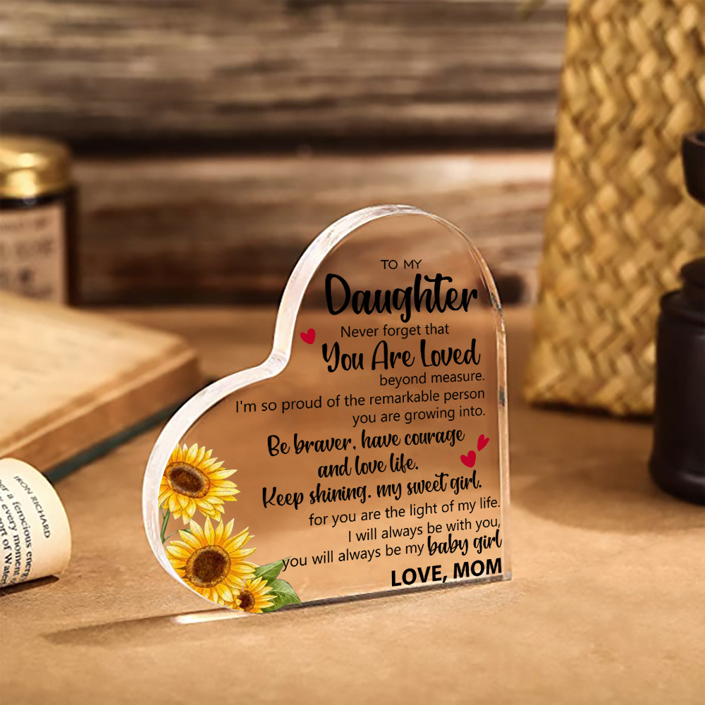 To My Daughter Acrylic Heart Keepsake Heart Ornament - You Will Always Be My Baby Girl-Jessemade AU