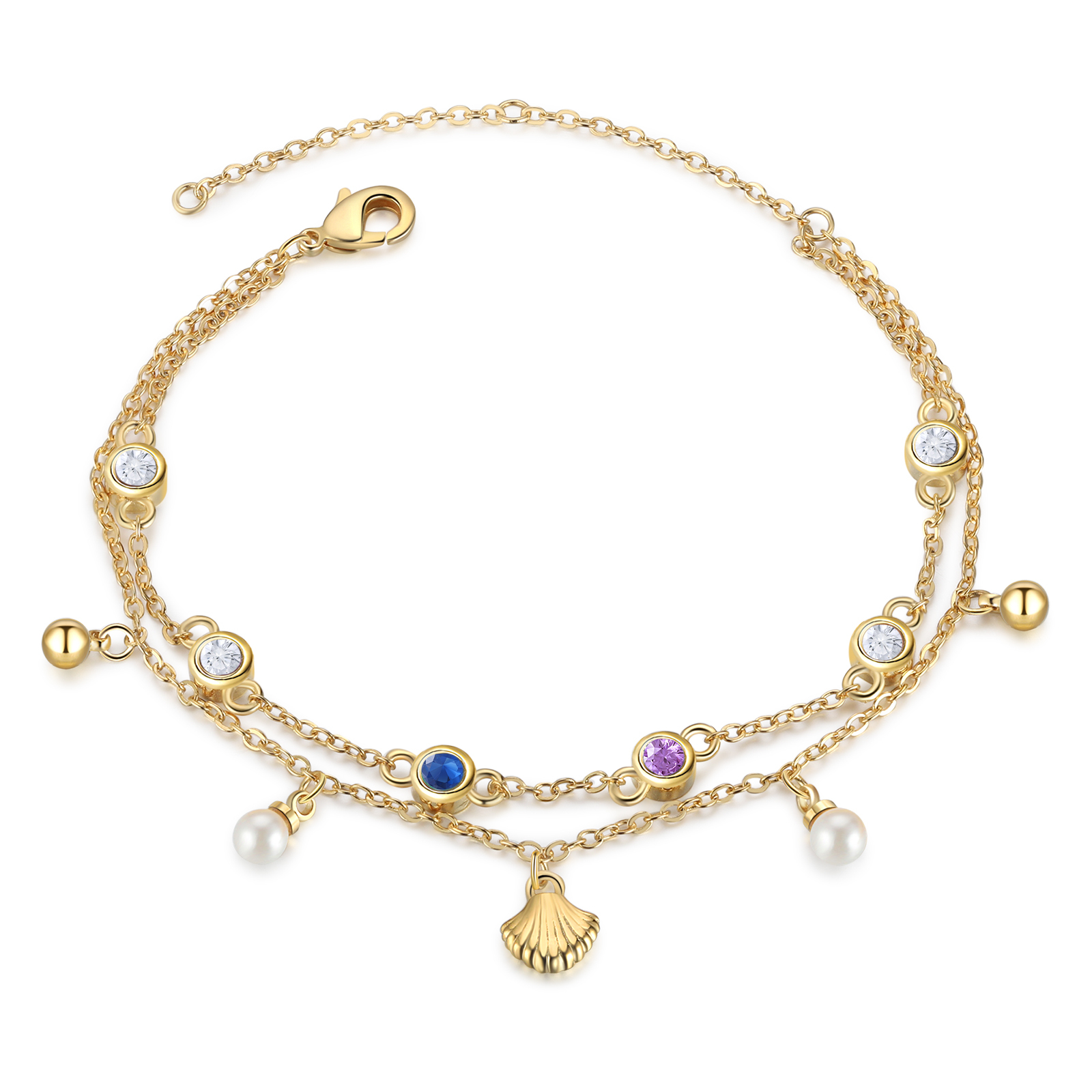 Personalised Women's Bracelet Custom 2 Birthstones Bracelet Gold Adjustable Bracelet Birthday Gift for Her-Jessemade AU