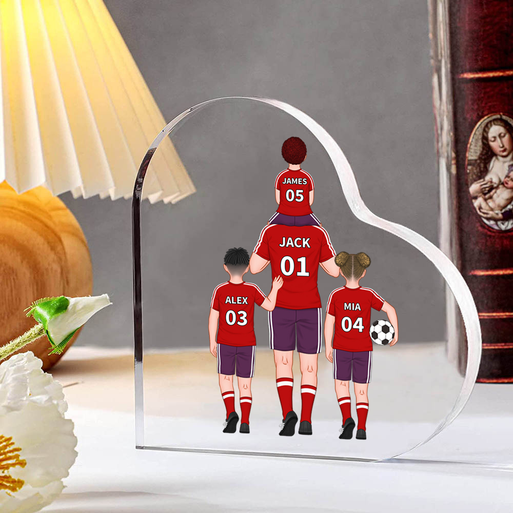 Personalised Jersey Number Acrylic Heart Keepsake Custom 2–9 Names Ornaments Football Family Gifts for Dad-Jessemade AU