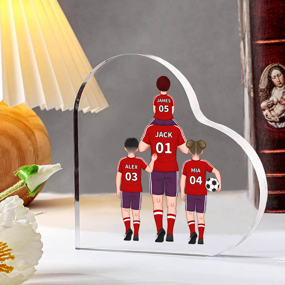 Personalised Jersey Number Acrylic Heart Keepsake Custom 2–9 Names Ornaments Football Family Gifts for Dad-Jessemade AU