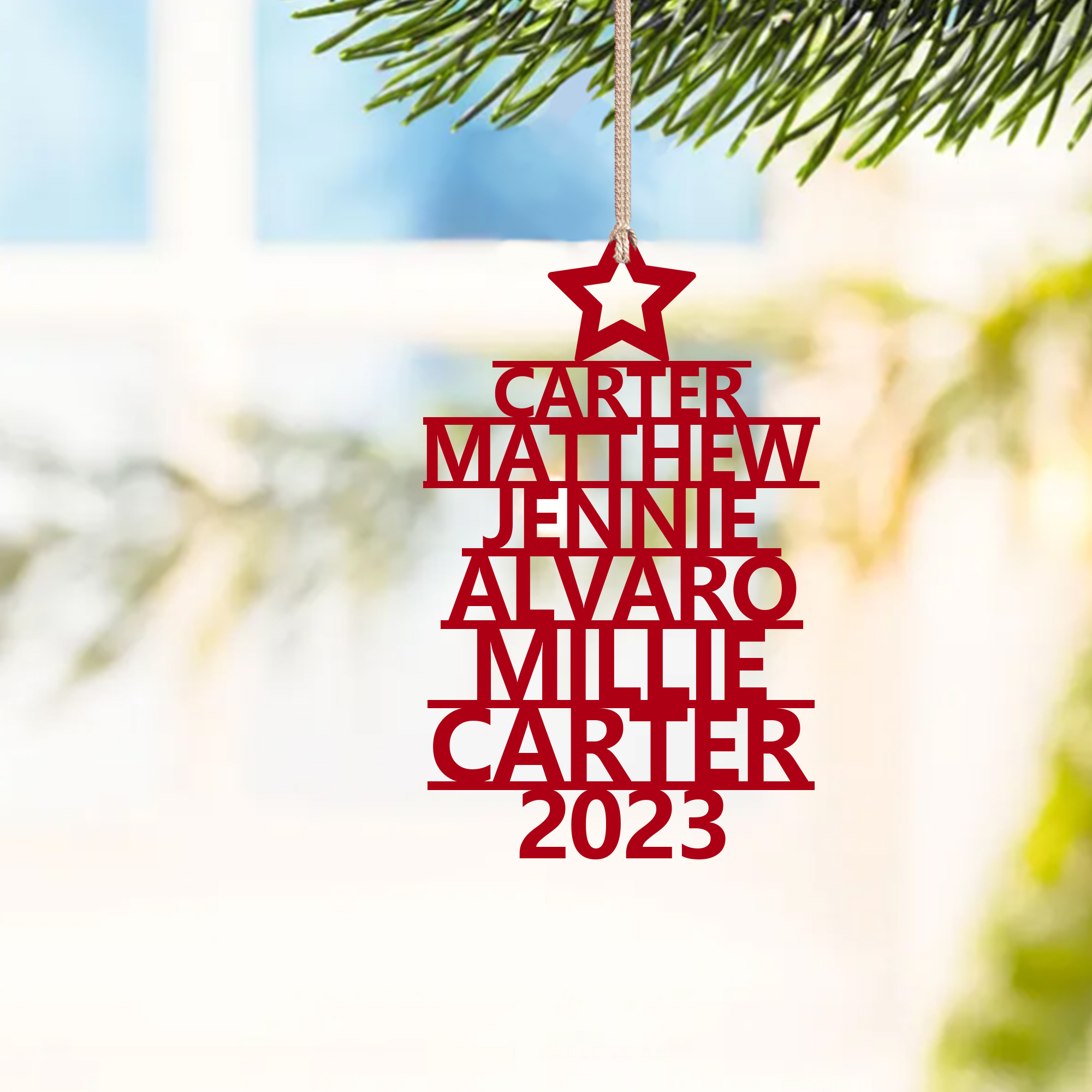 6 Names - Personalised Christmas Tree Ornaments Customised Name Xmas Wooden Decor Gifts for Family Friends-Jessemade AU