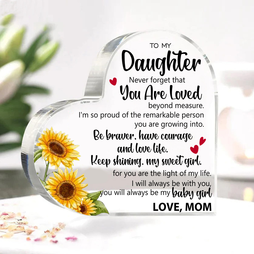 To My Daughter Acrylic Heart Keepsake Heart Ornament - You Will Always Be My Baby Girl-Jessemade AU