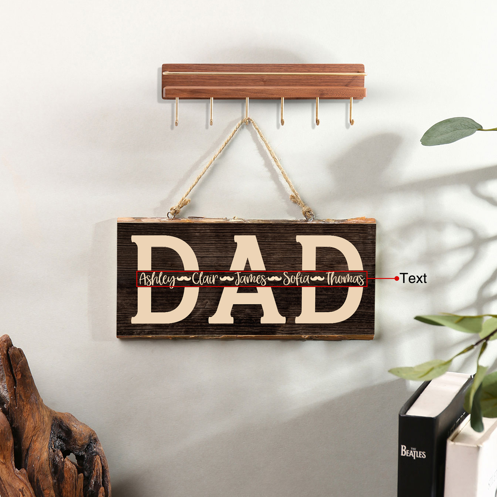 Personalised Text Rectangle Hanging Ornament Custom Dad Wooden Sign Home Decor Father's Day Gifts-Jessemade AU
