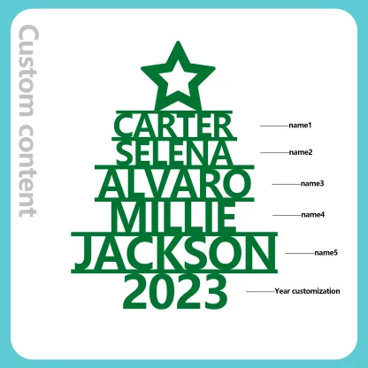 5 Names - Personalised Christmas Tree Ornaments Customised Name Xmas Wooden Decor Gifts for Family Friends-Jessemade AU