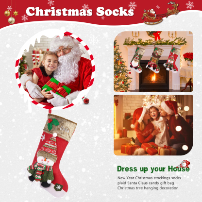 Personalised Christmas Stockings Ornaments Custom 1 Name Christmas Socks Gifts for Family Friends-Jessemade AU