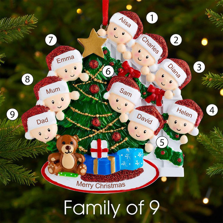 Personalised Family Christmas Ornament Custom 5 Names Hanging Ornament Gifts For Family-Jessemade AU