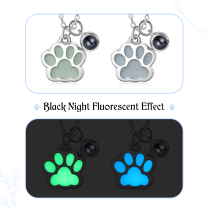 Personalised Dog Paw Pendant Couple Necklace Set Custom Photo Projection Necklace Romantic Gifts For Him/Her-Jessemade AU