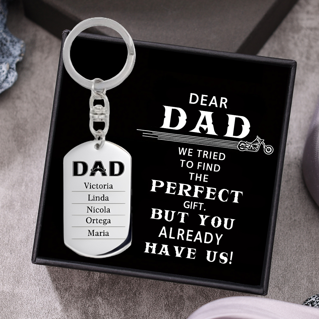 Personalised Photo Keychain Dad Keyring Engrave 5 Names Father's Day Gifts-Jessemade AU