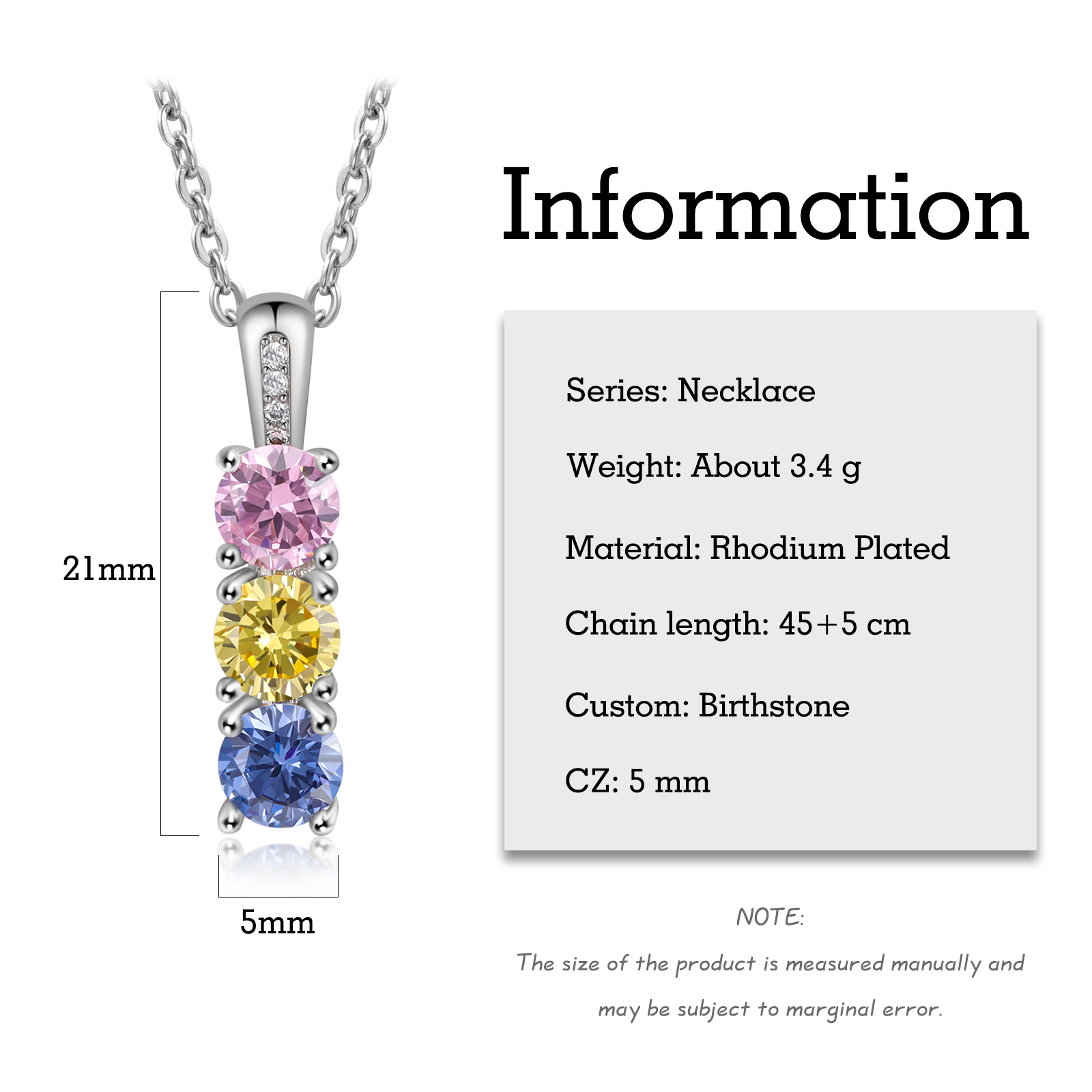 Family Birthstone Necklace Personalised 3 Stones Family Tribal Necklace for Her-Jessemade AU