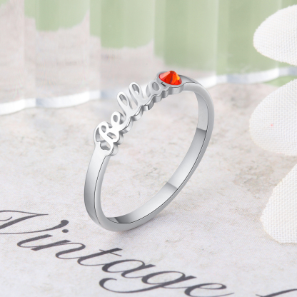 Personalised Birthstone Ring Custom 1 Name Ring Best Gift For Women-Jessemade AU